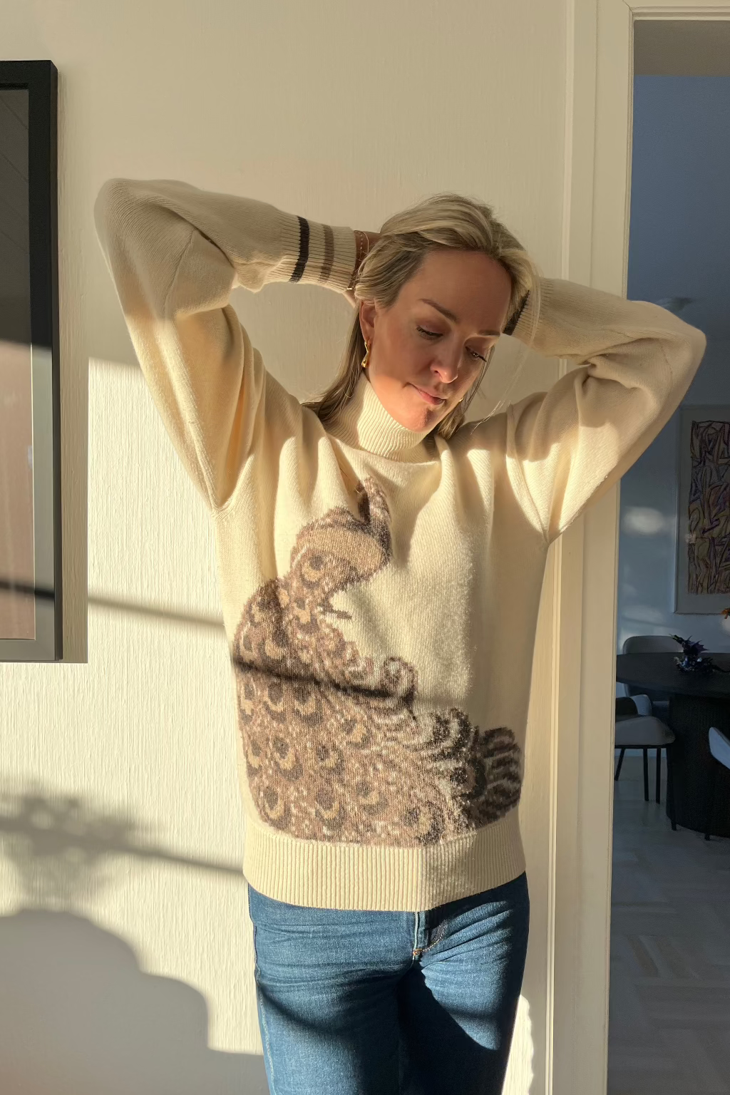 Peacock sweater OATMEAL