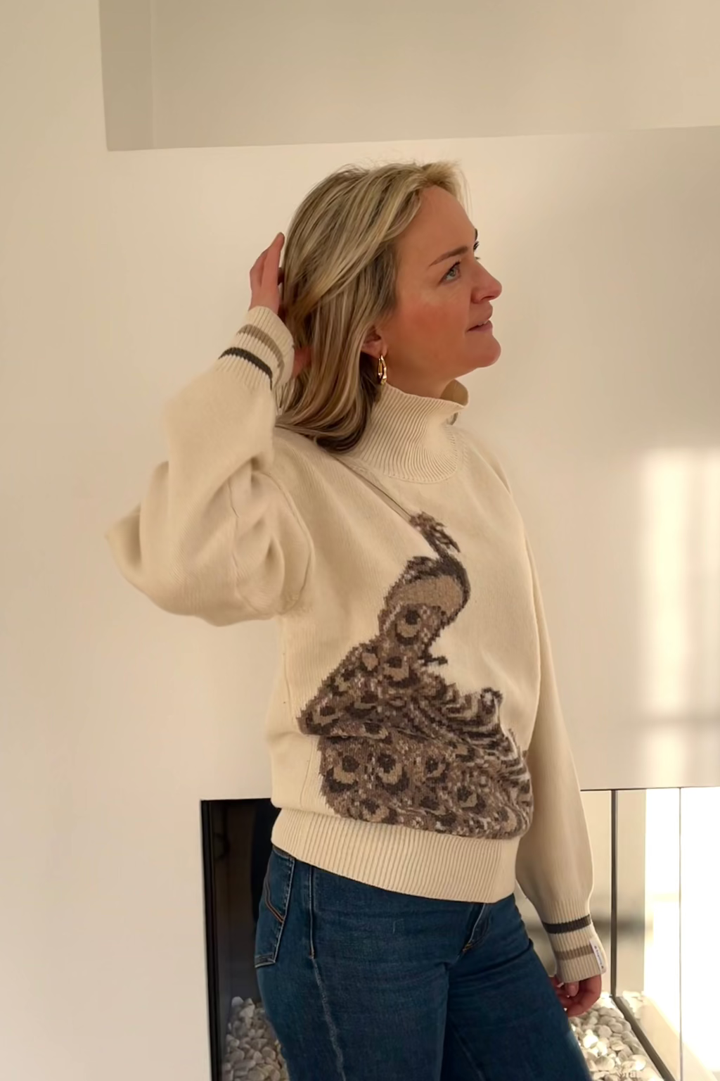 Peacock sweater OATMEAL